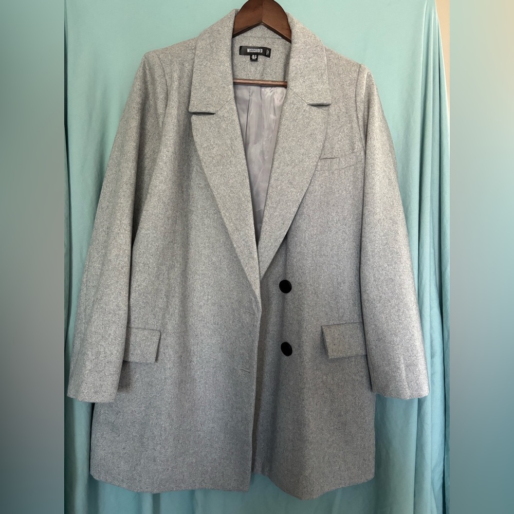Missguided Light Gray Blazer Coat - size 8